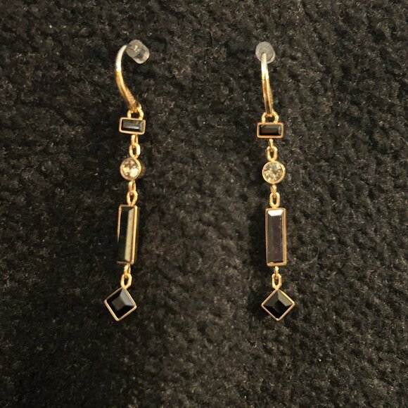 Fossil Rose Gold Onxy and Hematite Drop Earrings - Picture 1 of 5
